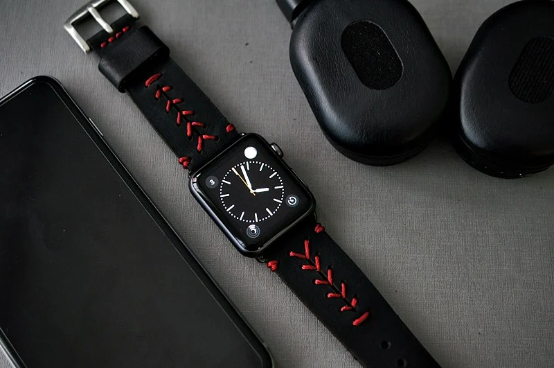 AWBF89-D123 handgefertigt Vintage Leder Uhrenarmband incl. Lugs Adapter für Apple Watch (oder Apple Watch Sport) 42mm oder 38mm – Bild 4